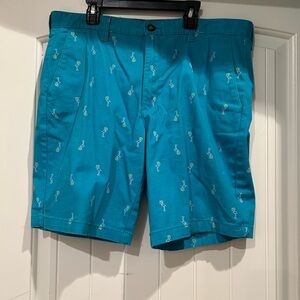 MEN’S GEORGE FLAMINGO FLAT FRONT SHORTS W/STRETCH SIZE 34